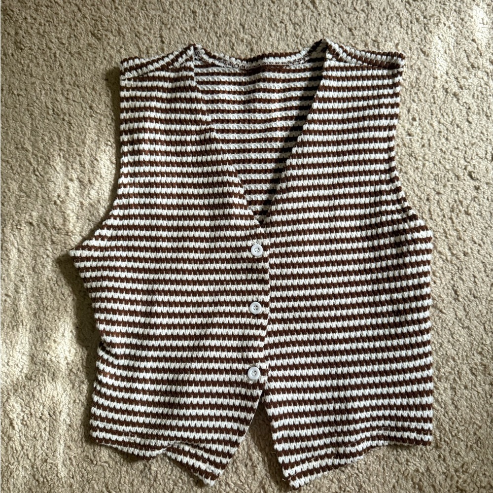 Brown Knit Vest with Lining